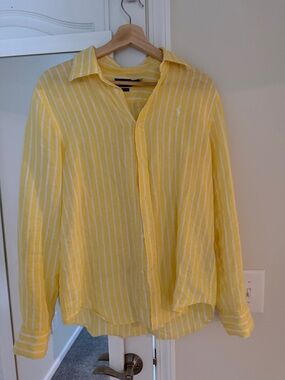 Polo Ralph Lauren linen Yellow & White Striped Button-Up Shirt